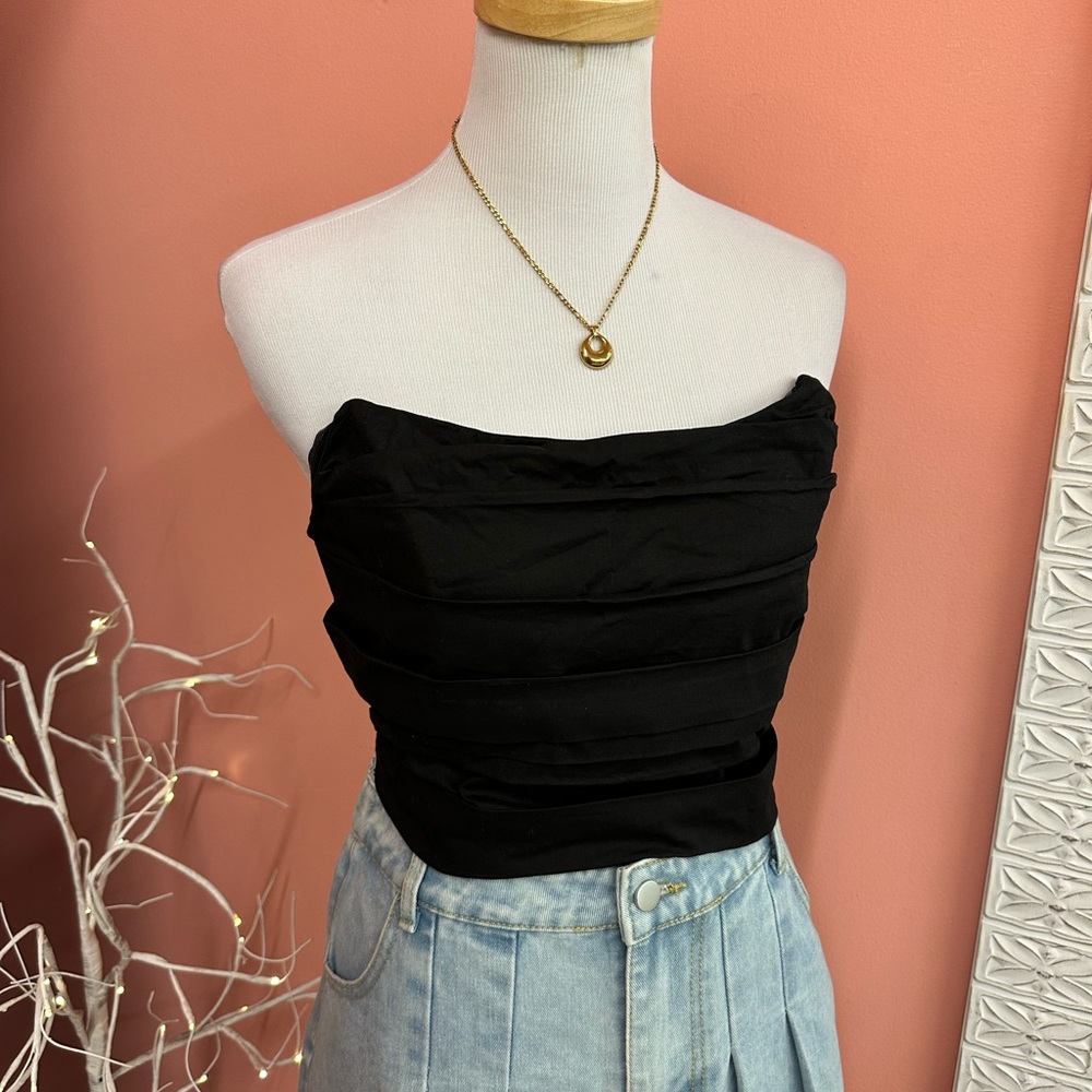 NWT! Forever 21 Black Ruched Corset Top